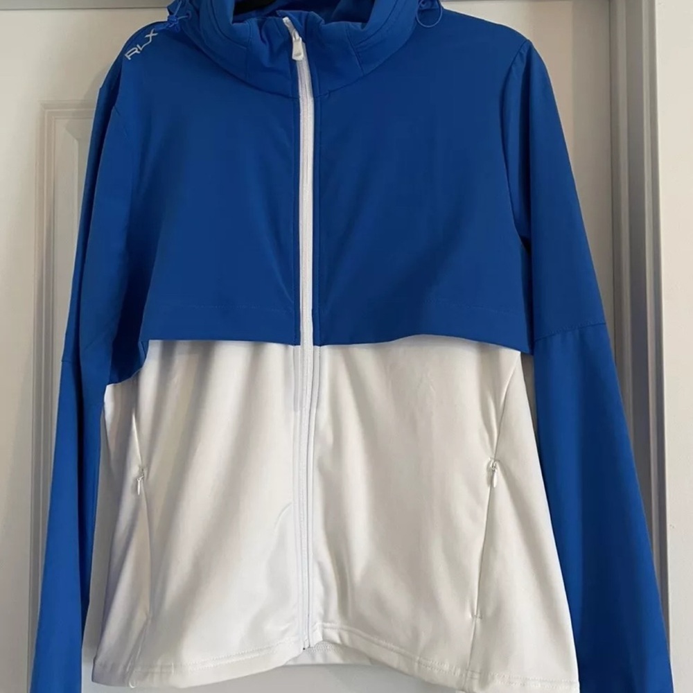 RLX Ralph Lauren Women's Hybrid Full Zip Hooded Golf Jacket Sz L Slightly Slim